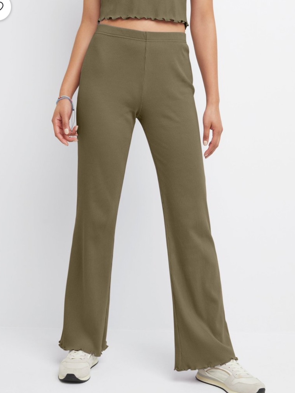 Hanes Ribbed Oregano Wide-Leg Pants - Women's Medium